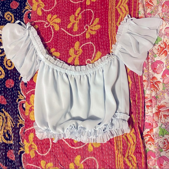 Sky blue crop top blouse forever 21 - Picture 1 of 2